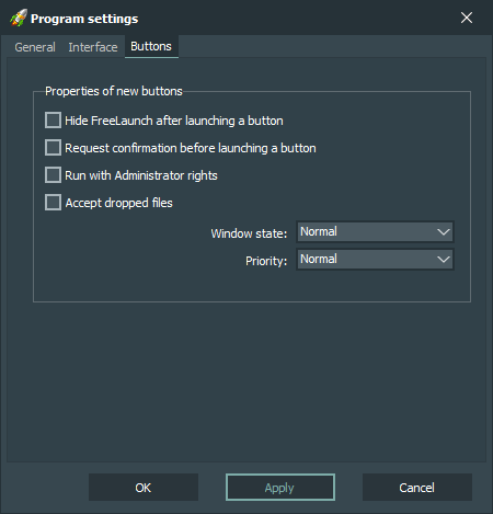 Settings window - Tab Buttons